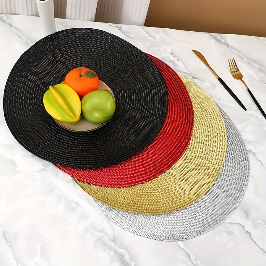 6pcs Colorful Round Cotton Placemat Insulation Mat Cutlery Mat