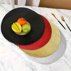 6pcs Colorful Round Cotton Placemat Insulation Mat Cutlery Mat