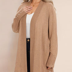 Solid Long Sleeve Open Front Cardigan
