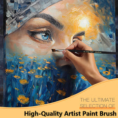 9pcs Angular Artist Paint Brushes Set - Long Wood Handles