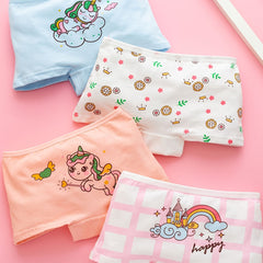 4pcs Girls Unicorn Print Panties Soft Comfortable Underwear