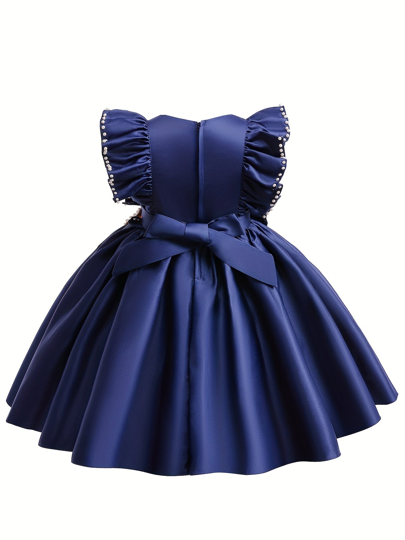Girls' Formal Dress Bowknot & Beaded Satin Party Flower Girl Dress Tutu Gown