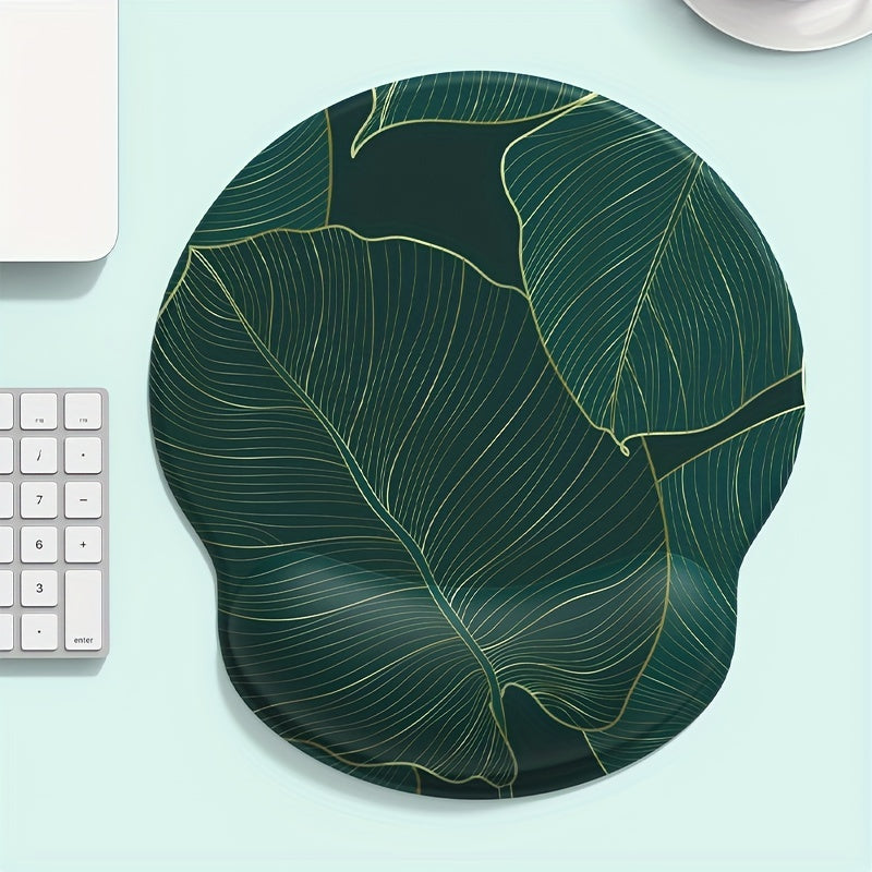 Green Tropical Leaf Wrist Mouse Pad for Laptop