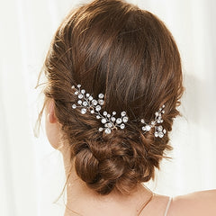 Bridal Hair Accessories 3pcs Handcrafted Rhinestone Hairpins
