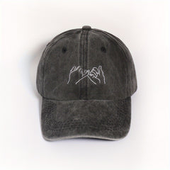 Distressed Gray Embroidered Baseball Cap