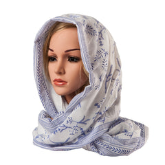 Linen Floral Print Scarf Head Wrap Women Neck Scarf Outdoor Hijab