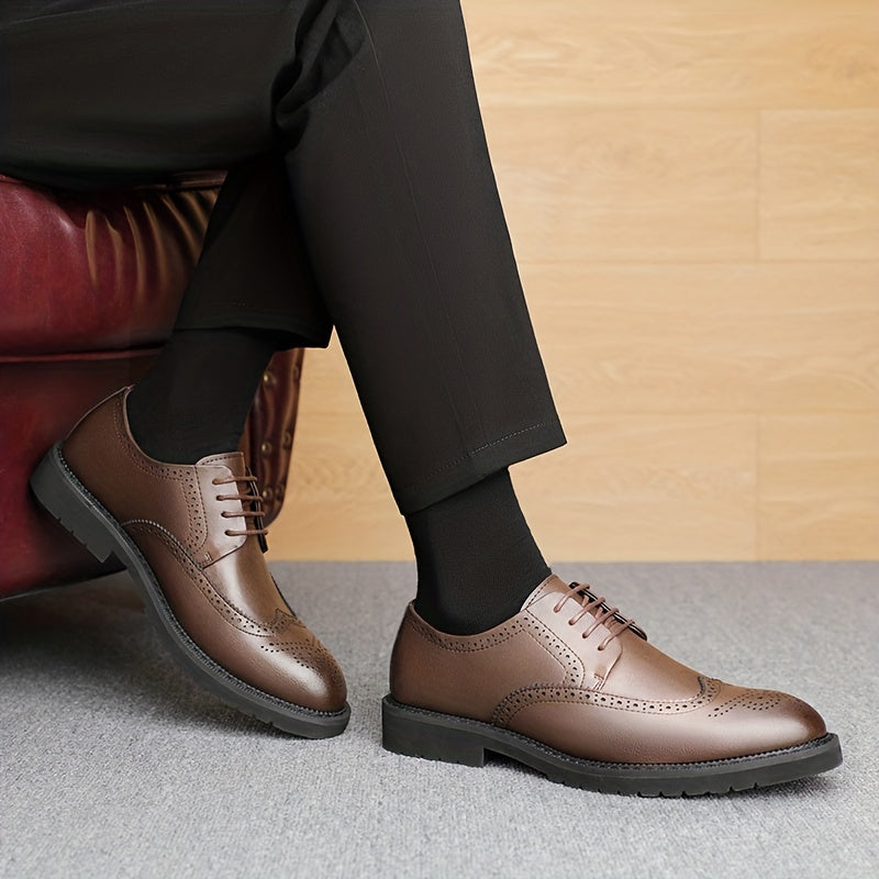 Men's Carved Derby Shoes Non Slip Formal Shoes For Wedding Business