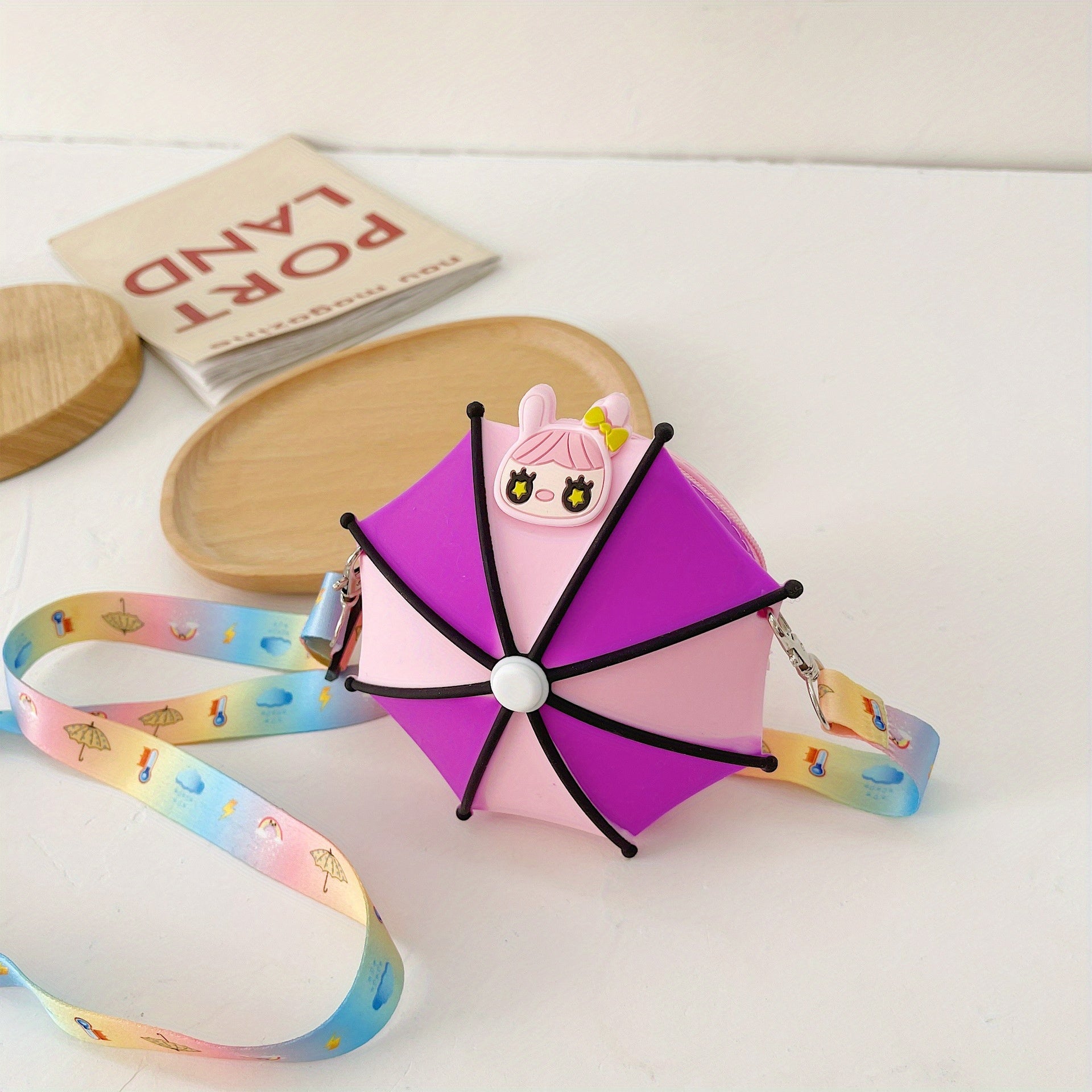 Umbrella Shape Silicone Shoulder Bag Children's Coin Purse Mini Crossbody Bag