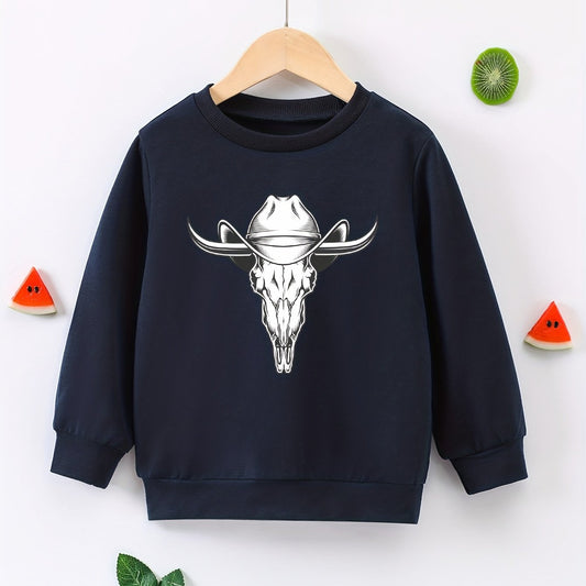 Cowboy Pattern Boys Sweatshirt Long Sleeve Pullover For Kids