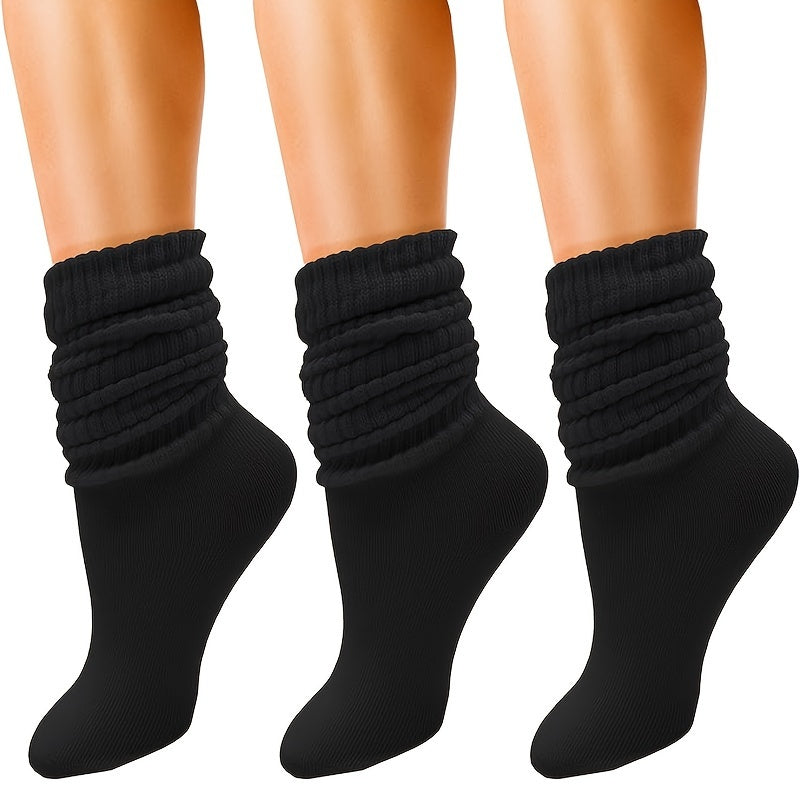 3 Pairs Slouch Socks Women Men Knee High Scrunch Winter Socks