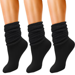 3 Pairs Slouch Socks Women Men Knee High Scrunch Winter Socks