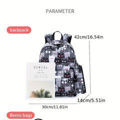 Kids Kitten Backpack with USB Charging Port - 3pc Set