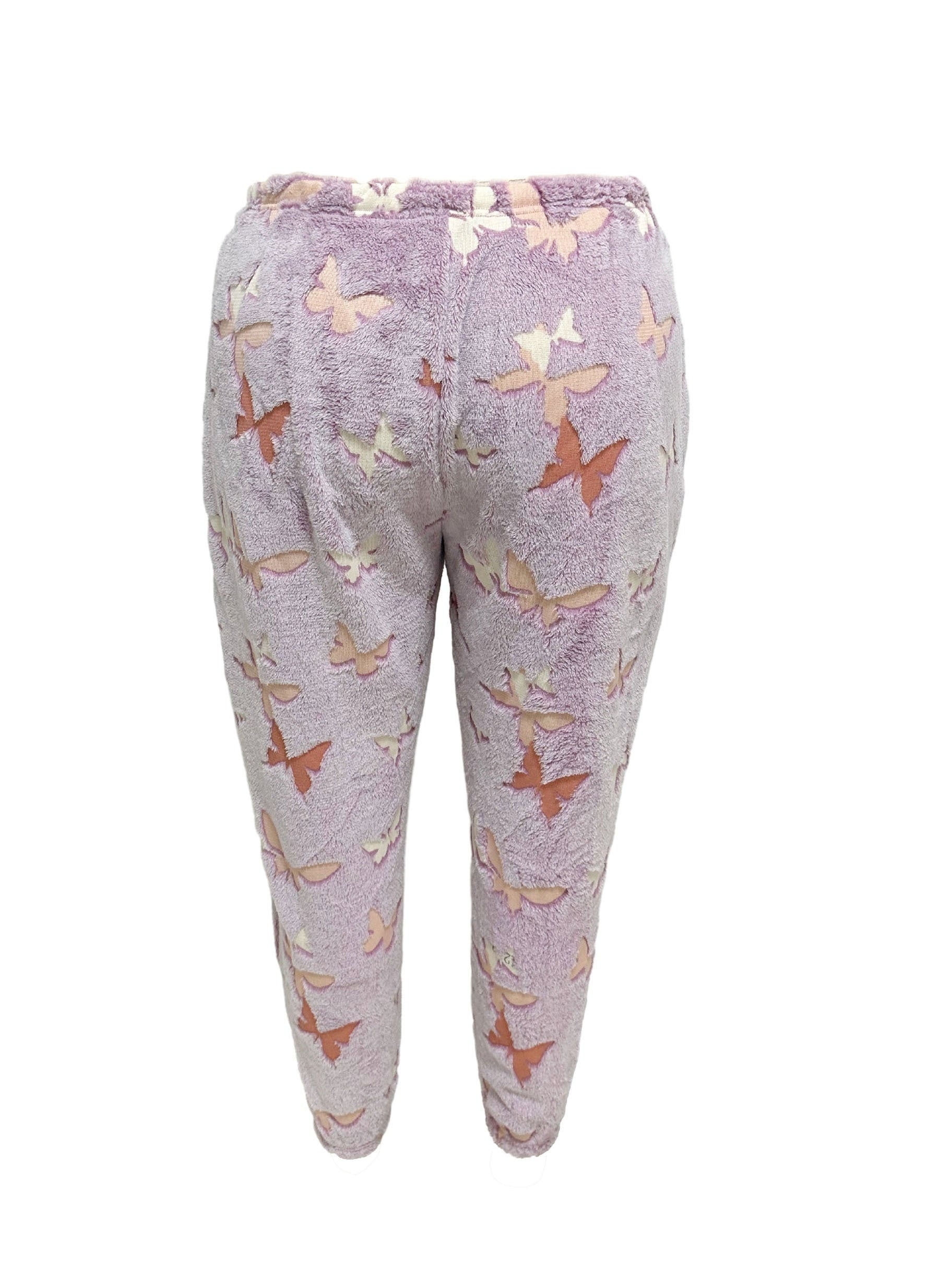 Women's Plus Butterfly Flannel Tank Top & Pants Pajama Set