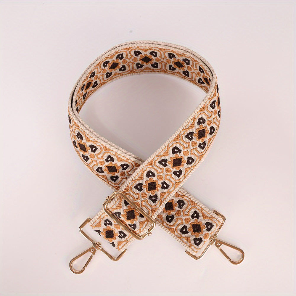 Flower Pattern Adjustable Shoulder Strap Ethnic Style Purse Replacement Belt