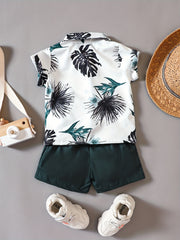 Casual Baby Boy Hawaiian Outfit Floral Shirt Shorts Set