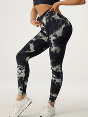 3 Pcs Tie Dye Slimming Yoga Sports Leggings Tummy Control Fitness Workout Tights