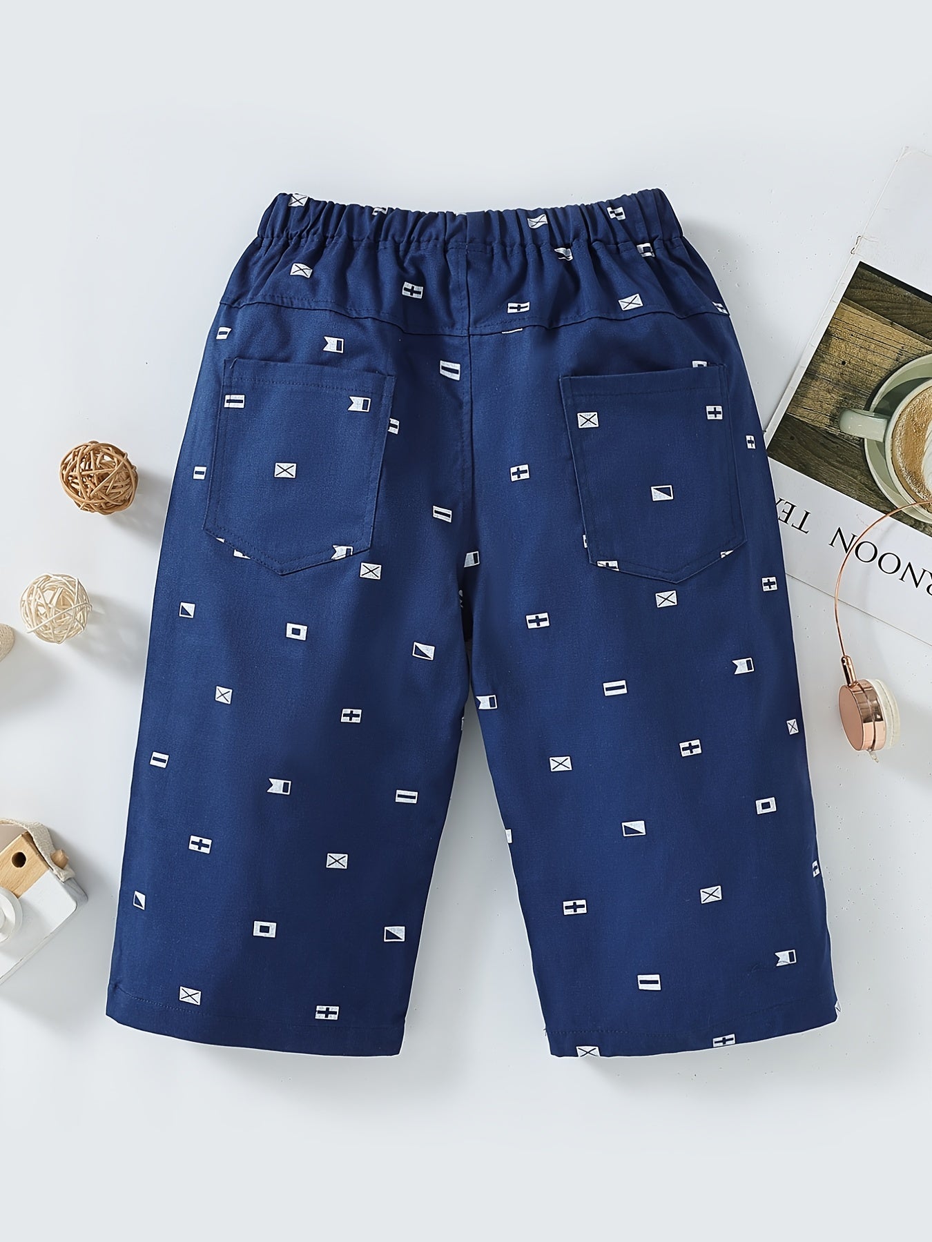 Boys Geometric Pattern Shorts Loose Fit Casual Summer Kids Clothes