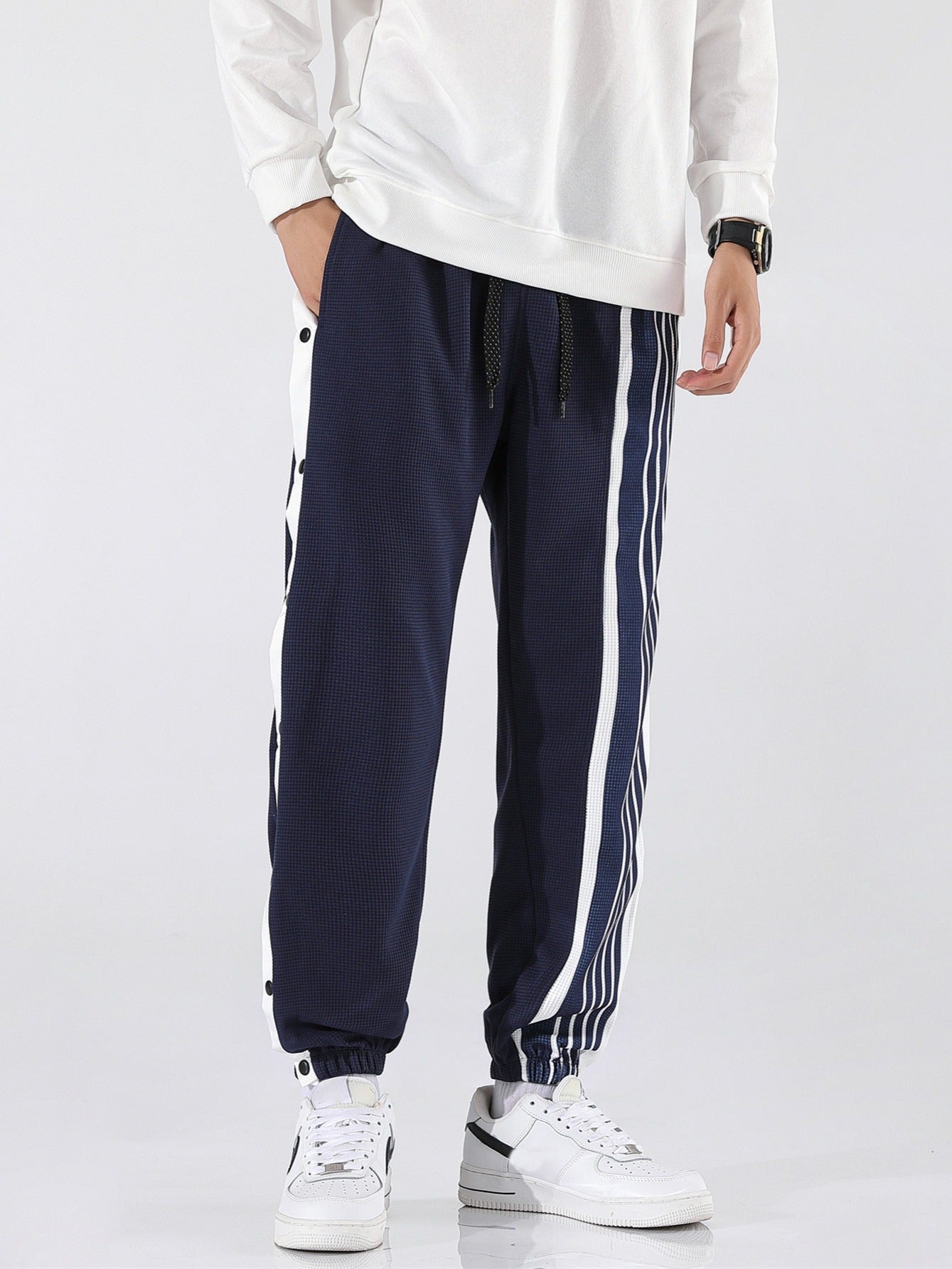 Striped Men's Casual Trousers for Autumn/Winter
