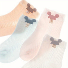4 Pairs Baby Mouse Head Knit Socks Soft & Breathable