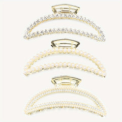 Moon Rhinestone Faux Pearl Hair Clips Claw Ponytail Buckle
