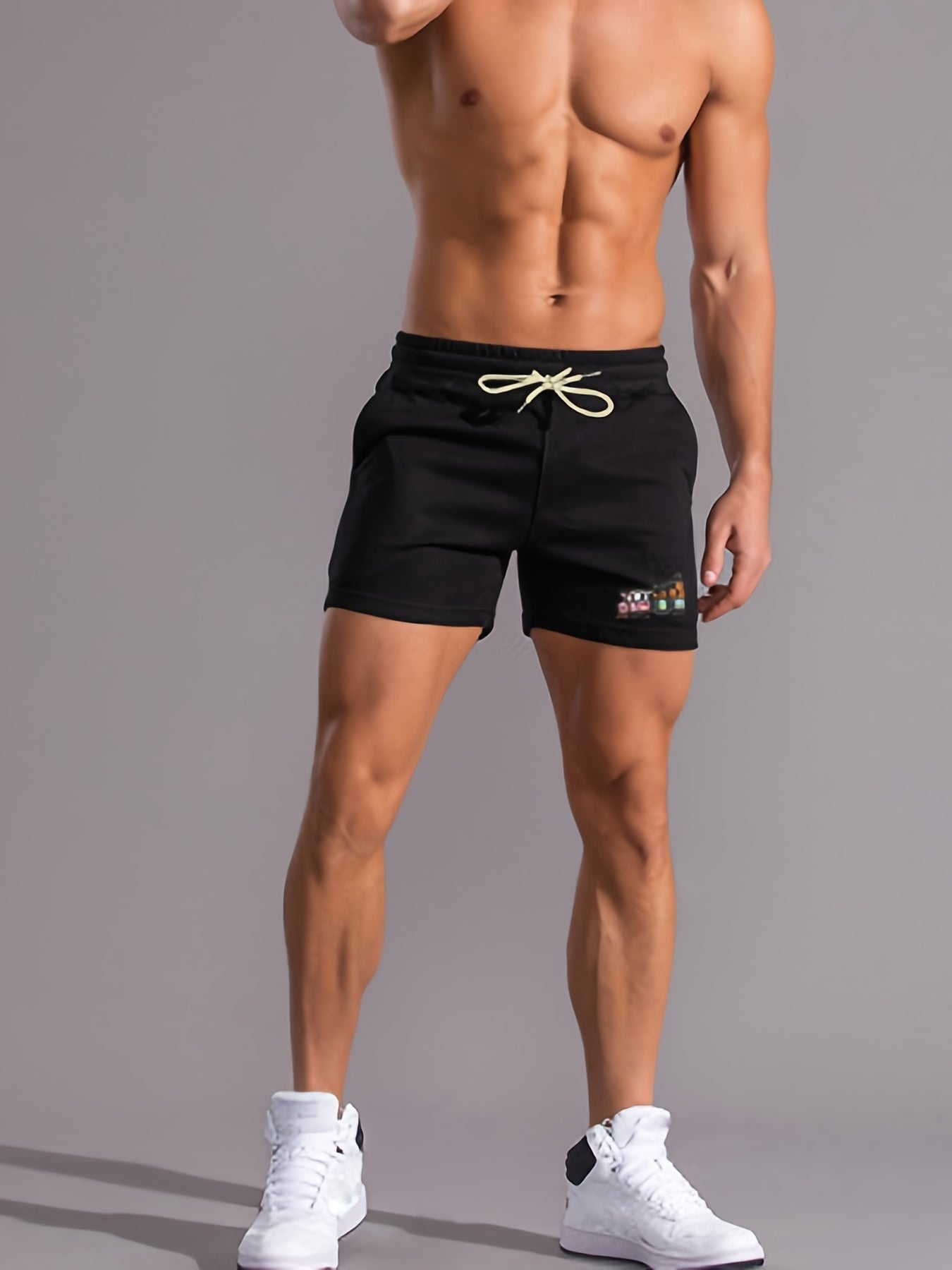 Men's Active Shorts with Pockets - Stretch Waist Drawstring Shorts