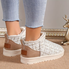 Winter Fleece Lined Slip On Snow Boots Outdoor Anti Slip Warm Ankle Boots