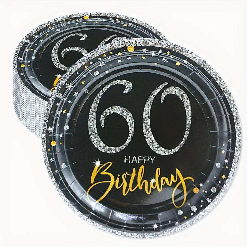 60th Birthday Party Supplies - Cheers To 60 Years Disposable Paper Plates