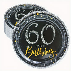 60th Birthday Party Supplies - Cheers To 60 Years Disposable Paper Plates