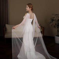 Royal Court Style Bridal Veil with Train Sheer Tulle Wedding Accessory