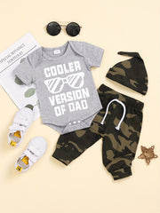Infant Boys Cooler Dad Short Sleeve Onesie & Pants & Hat Set