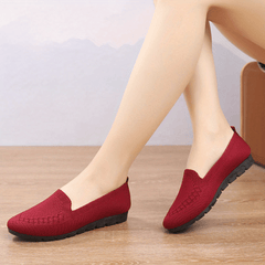 Women's Knit Flat Shoes Soft Sole Slip On Comfortable Walking Flats