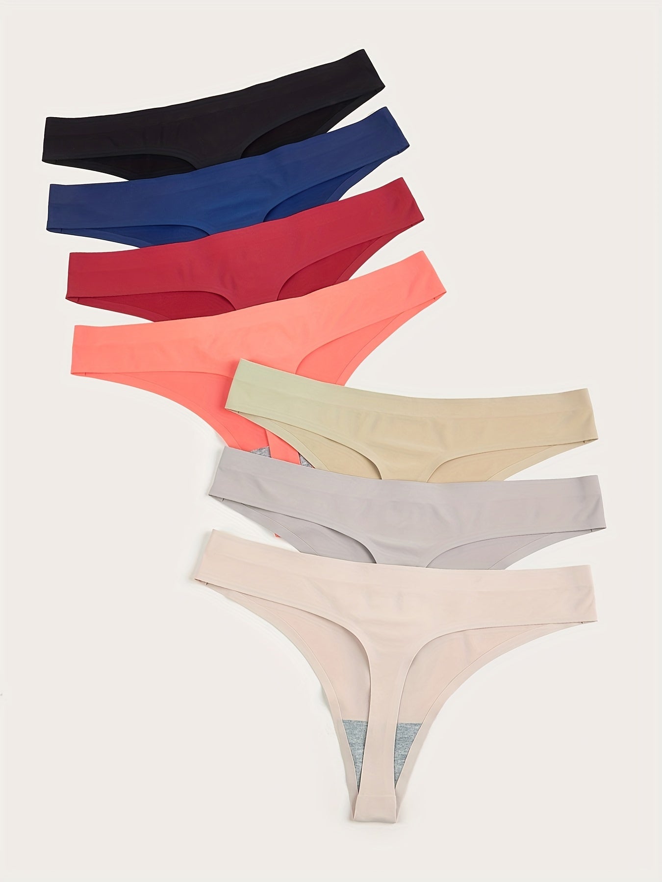 7pcs Seamless Low Waist Thongs Breathable Panties Lingerie Women's Underwear