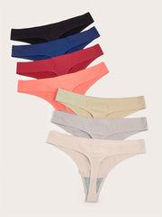 7pcs Seamless Low Waist Thongs Breathable Panties Lingerie Women's Underwear