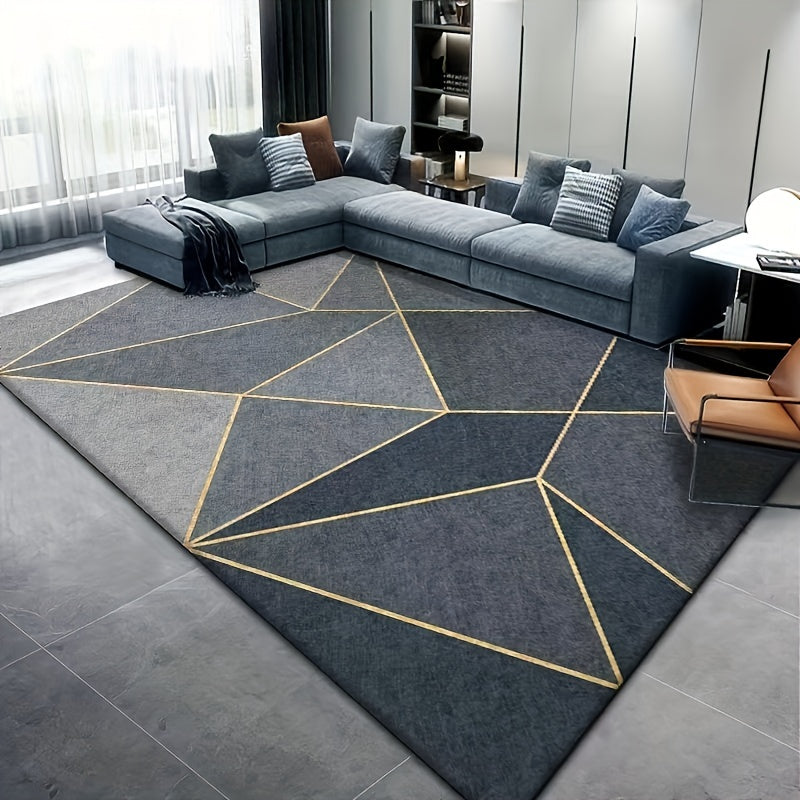 Geometric Pattern Indoor Mat Crystal Velvet Area Rug Non-slip Washable Large Rug