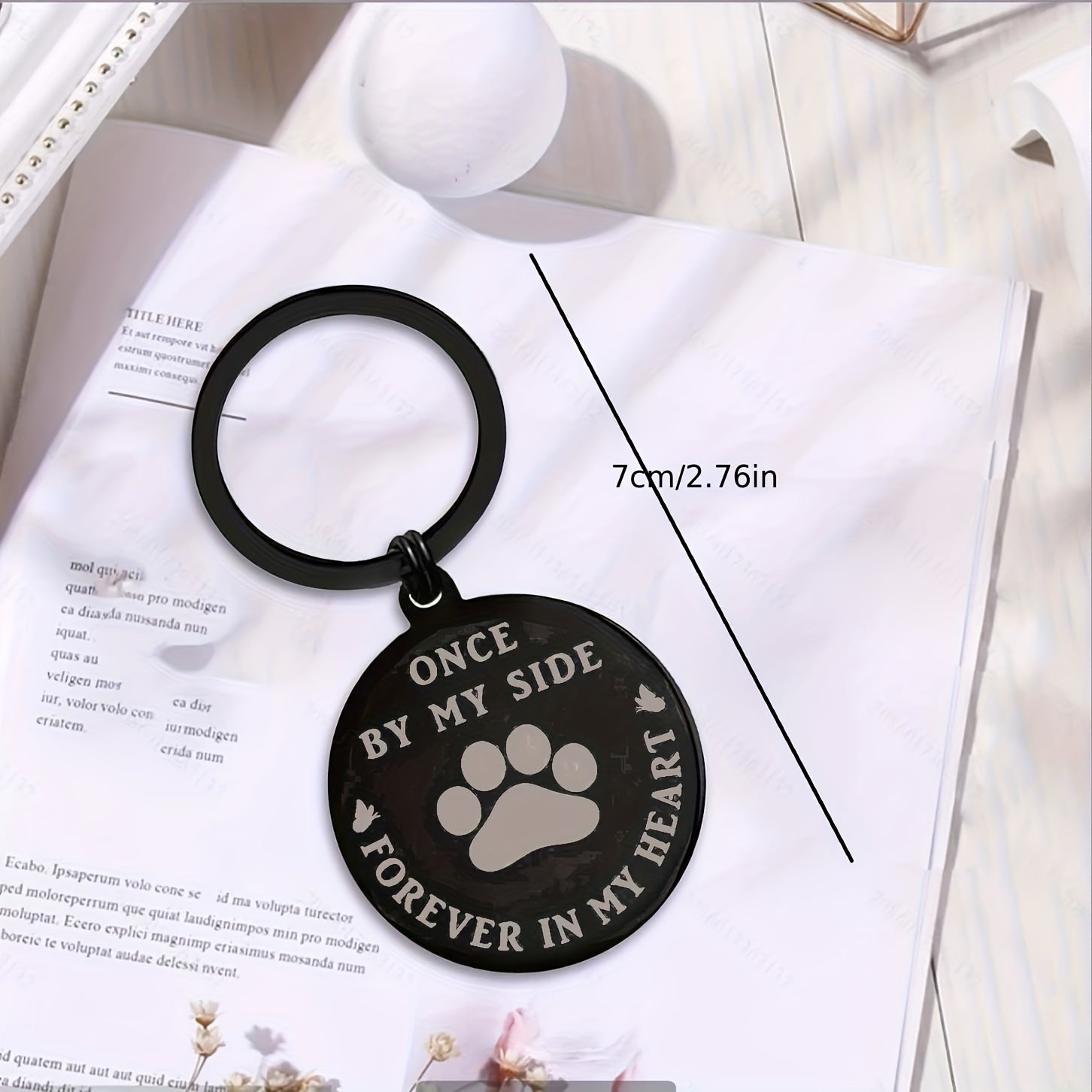 Rainbow Bridge Pet Memorial Metal Engraved Keychain