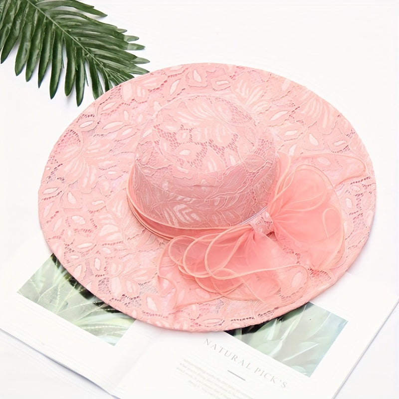 Mesh Flower Lace Sun Hat Solid Bucket Hat