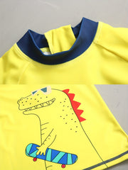 Boys Skateboard Dinosaur Short Sleeve Top & Shorts & Hat Swimsuit Set