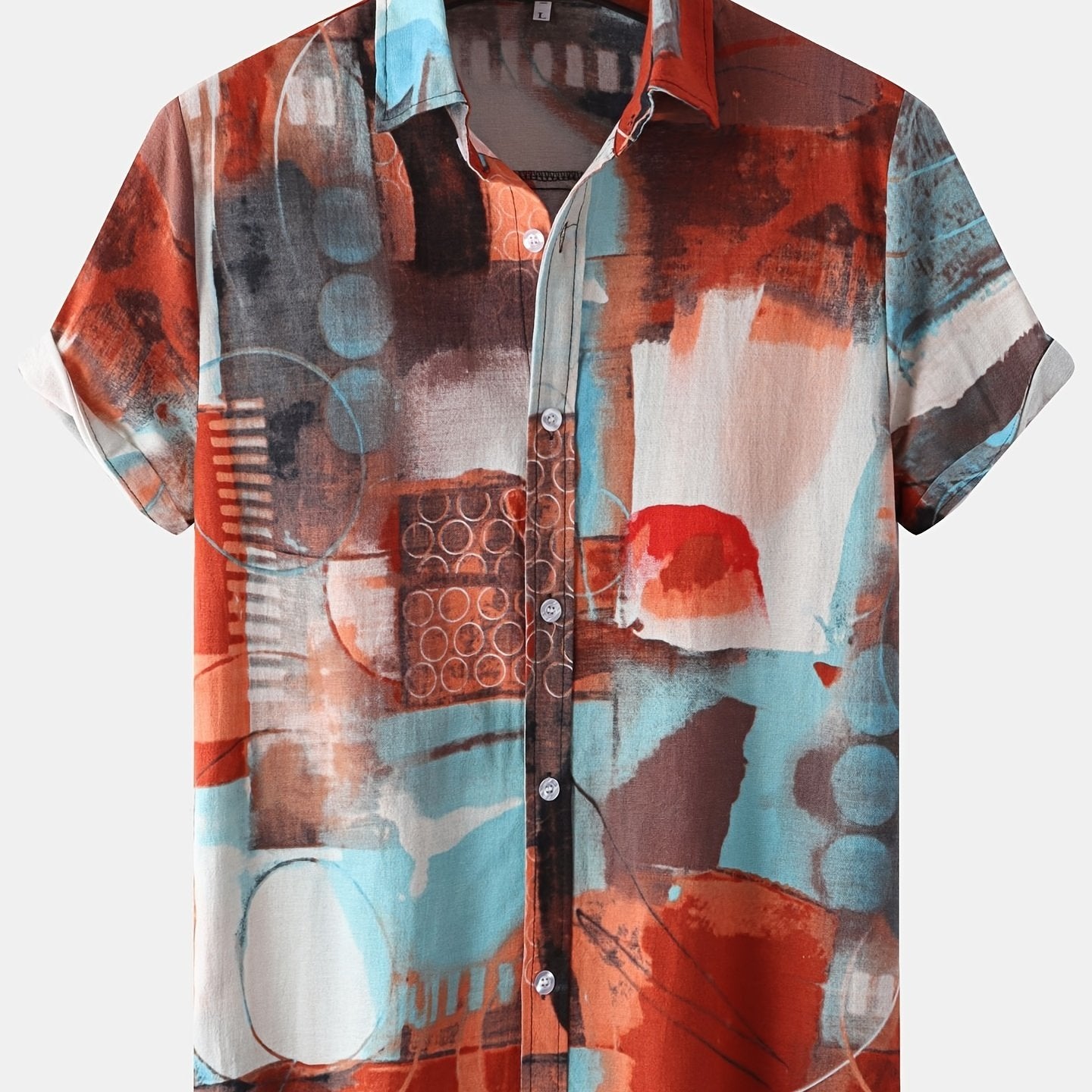Men s Flax Tie Dye Short Sleeve Hawaiian Shirt for Summer Beach Vacation
