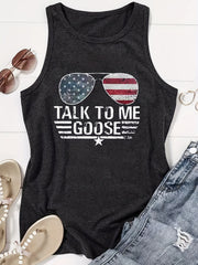 Letter Print Crew Neck Tank Top Sleeveless Summer Casual Top