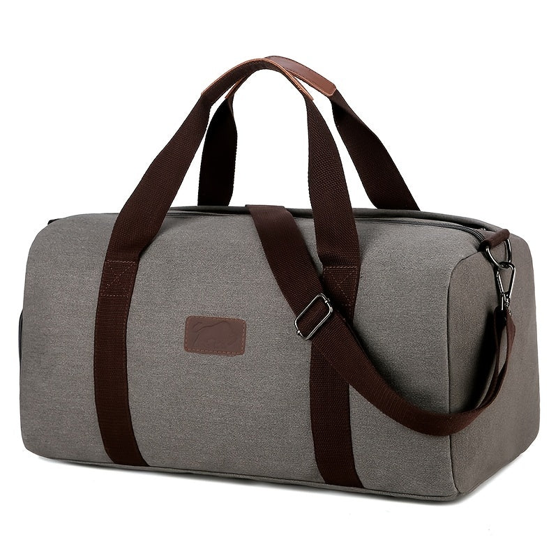 Solid Canvas Travel Bag Telescoping Handle Duffel Bag
