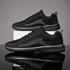Men's Breathable Lace Up Knitted Sneakers Casual Outdoor Walking Shoes