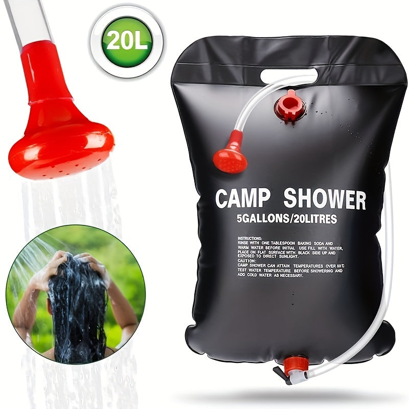 20L Portable Solar Shower Bag for Outdoor Camping & Travel