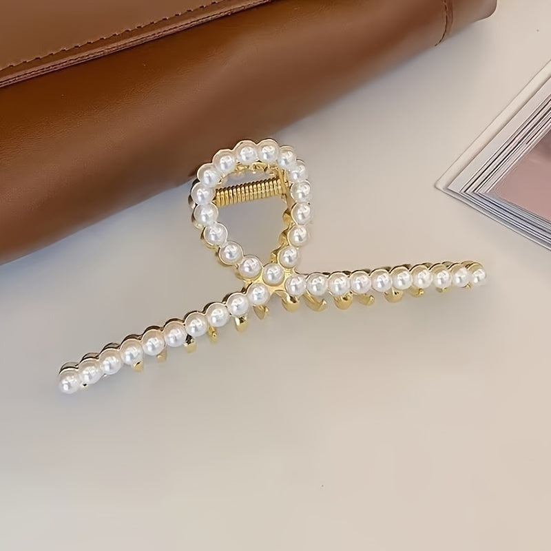 Minimalist Pearl Hair Claw Clips Non slip Women Girls Hair Accessories