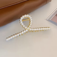 Minimalist Pearl Hair Claw Clips Non slip Women Girls Hair Accessories