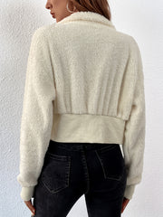 Plush Zipper Crop Jacket Loose Outerwear