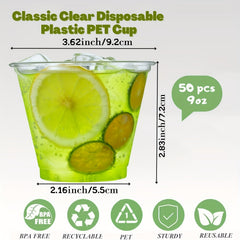 50pcs 9 Oz Clear Plastic Cups for Desserts Parfaits Ice Cream Cupcakes