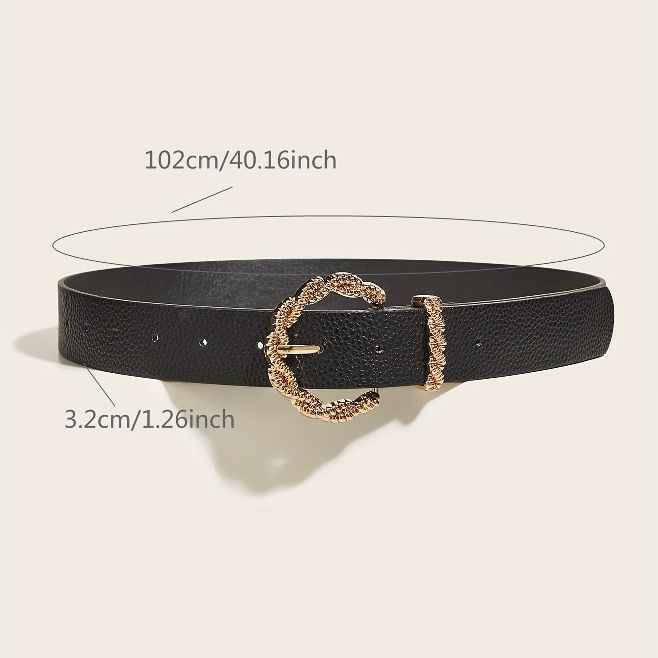 Embossed Wide Belt for Women with Twist Buckle