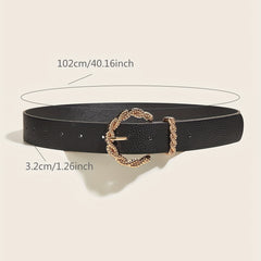 Embossed Wide Belt for Women with Twist Buckle