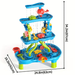 4 Tier Sand and Water Table Kids Beach Play Activity Toy Educational Outdoor