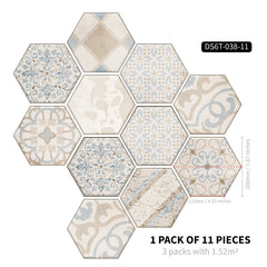 11pcs Bohemian Hexagon Floor Stickers Marble Pattern Waterproof Home Decor